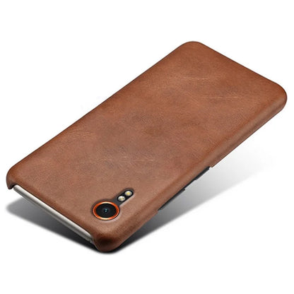 For Samsung Galaxy Xcover 7 Case Shock-Absorbent PU Leather+PC Calf Texture Phone Cover