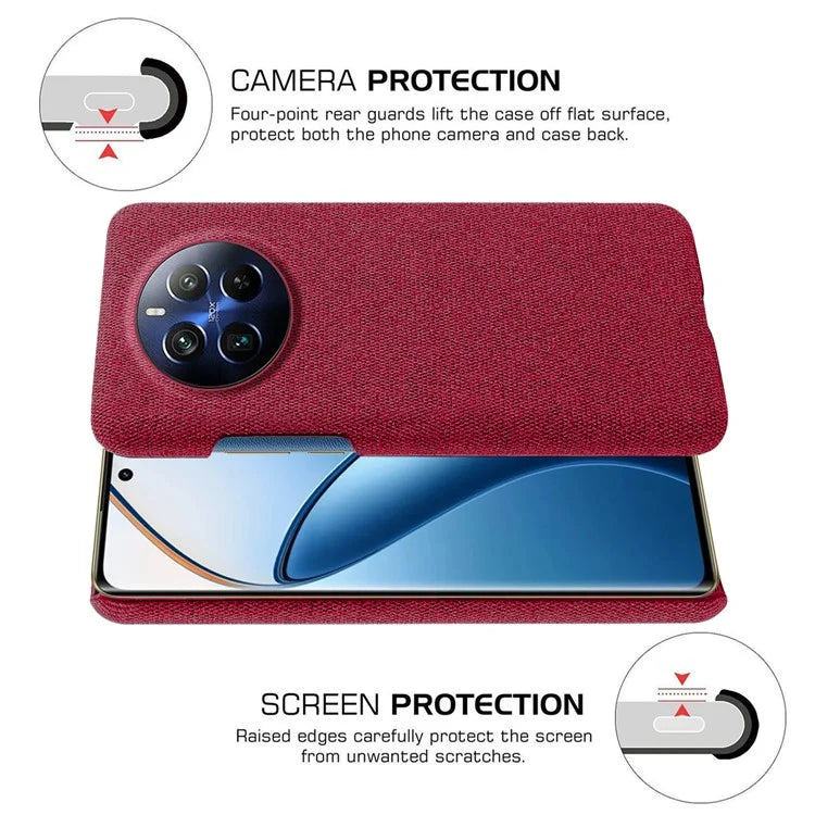 For Realme 12 Pro 5G / 12 Pro+ 5G Case Scratch-resistant PC+Cloth Smart Phone Back Protector