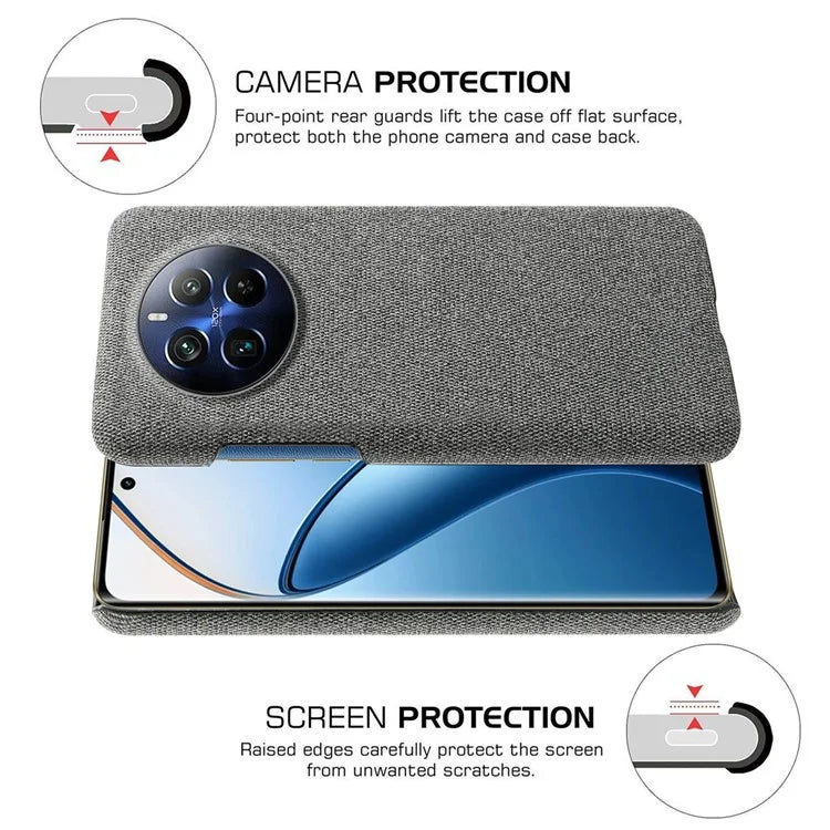 For Realme 12 Pro 5G / 12 Pro+ 5G Case Scratch-resistant PC+Cloth Smart Phone Back Protector