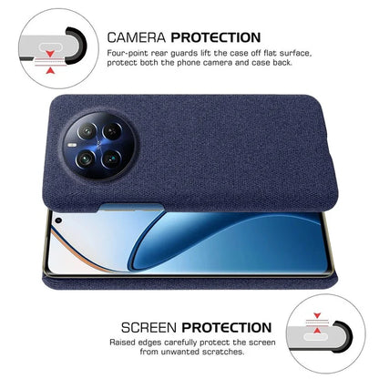 For Realme 12 Pro 5G / 12 Pro+ 5G Case Scratch-resistant PC+Cloth Smart Phone Back Protector