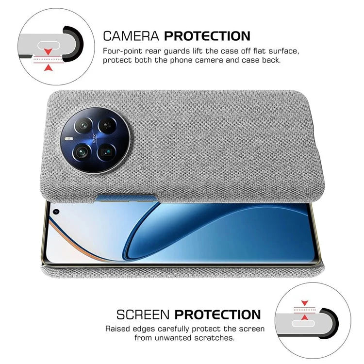 For Realme 12 Pro 5G / 12 Pro+ 5G Case Scratch-resistant PC+Cloth Smart Phone Back Protector