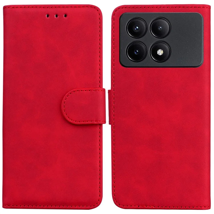 For Xiaomi Redmi K70E 5G / Poco X6 Pro 5G Case PU Leather Phone Protector Pure Color Protective Phone Stand