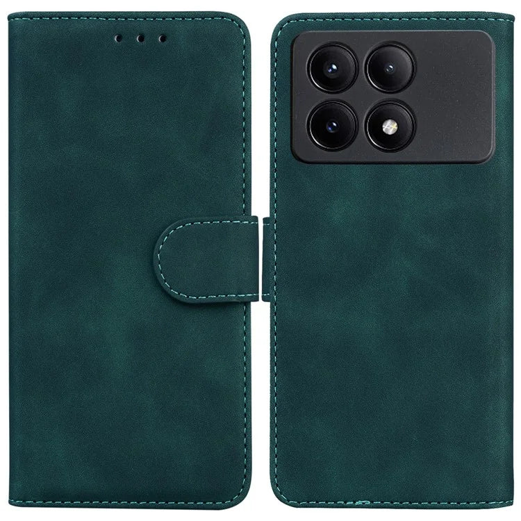 For Xiaomi Redmi K70E 5G / Poco X6 Pro 5G Case PU Leather Phone Protector Pure Color Protective Phone Stand