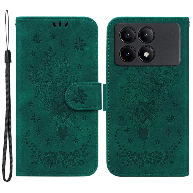 For Xiaomi Redmi K70E 5G / Poco X6 Pro 5G Leather Case Flower Pattern Wallet Style Phone Protector