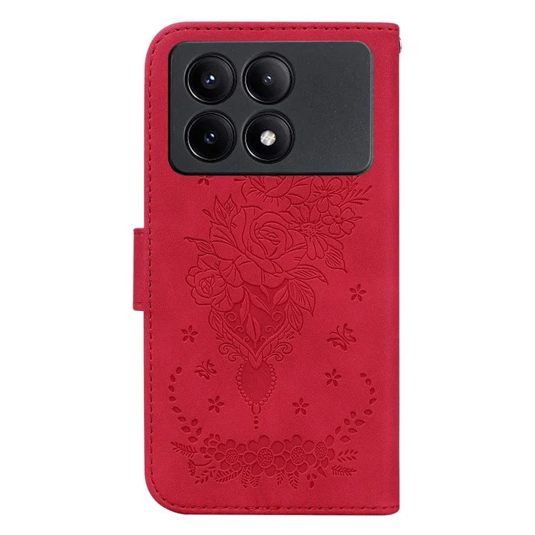 For Xiaomi Redmi K70E 5G / Poco X6 Pro 5G Leather Case Flower Pattern Wallet Style Phone Protector
