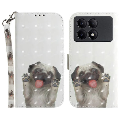 For Xiaomi Redmi K70E 5G / Poco X6 Pro 5G Leather Cover Stylish Printed Phone Case with Strap
