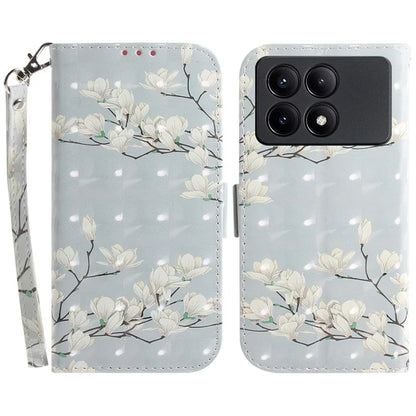 For Xiaomi Redmi K70E 5G / Poco X6 Pro 5G Leather Cover Stylish Printed Phone Case with Strap