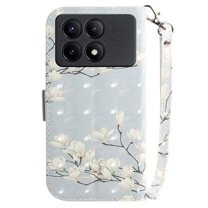For Xiaomi Redmi K70E 5G / Poco X6 Pro 5G Leather Cover Stylish Printed Phone Case with Strap