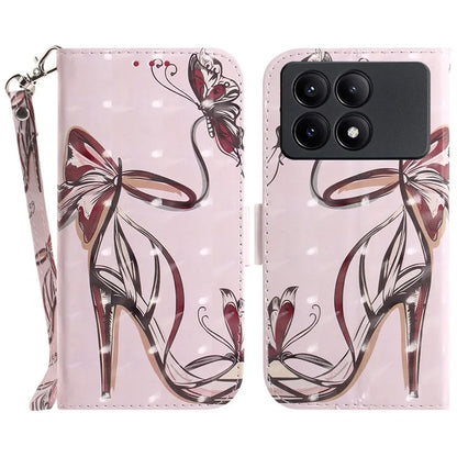 For Xiaomi Redmi K70E 5G / Poco X6 Pro 5G Leather Cover Stylish Printed Phone Case with Strap