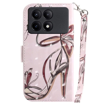 For Xiaomi Redmi K70E 5G / Poco X6 Pro 5G Leather Cover Stylish Printed Phone Case with Strap