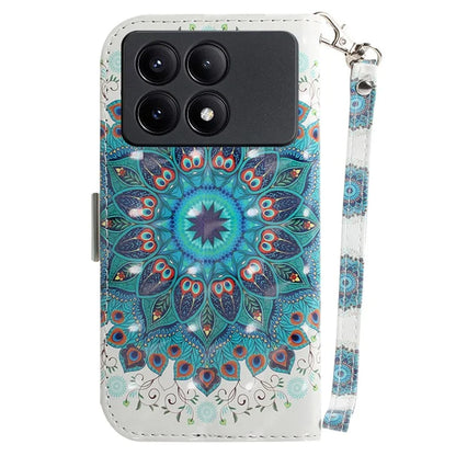 For Xiaomi Redmi K70E 5G / Poco X6 Pro 5G Leather Cover Stylish Printed Phone Case with Strap