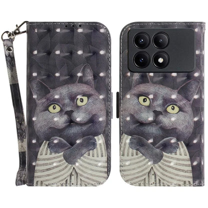 For Xiaomi Redmi K70E 5G / Poco X6 Pro 5G Leather Cover Stylish Printed Phone Case with Strap