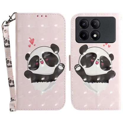 For Xiaomi Redmi K70E 5G / Poco X6 Pro 5G Leather Cover Stylish Printed Phone Case with Strap