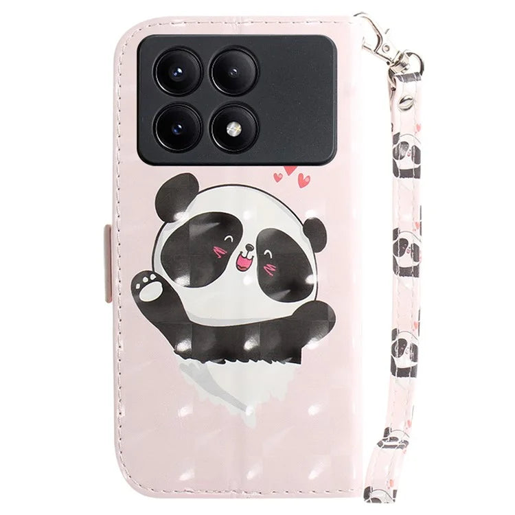 For Xiaomi Redmi K70E 5G / Poco X6 Pro 5G Leather Cover Stylish Printed Phone Case with Strap