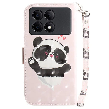 For Xiaomi Redmi K70E 5G / Poco X6 Pro 5G Leather Cover Stylish Printed Phone Case with Strap