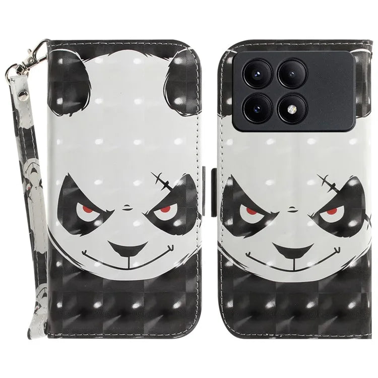 For Xiaomi Redmi K70E 5G / Poco X6 Pro 5G Leather Cover Stylish Printed Phone Case with Strap