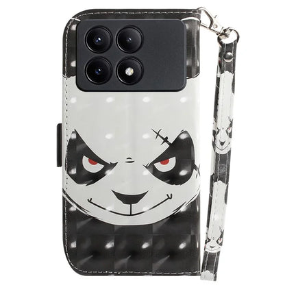 For Xiaomi Redmi K70E 5G / Poco X6 Pro 5G Leather Cover Stylish Printed Phone Case with Strap