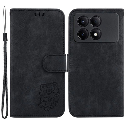 For Xiaomi Redmi K70E 5G / Poco X6 Pro 5G Leather Cover Tiger Imprint Phone Cover with Hand Strap