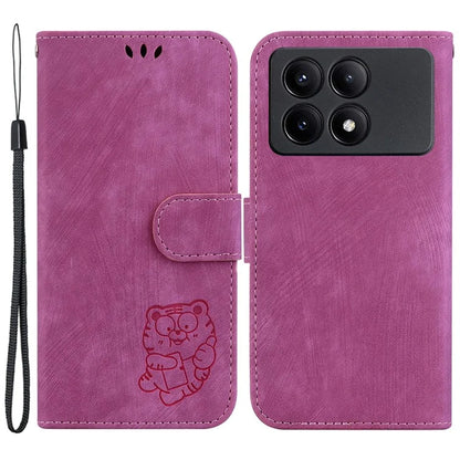 For Xiaomi Redmi K70E 5G / Poco X6 Pro 5G Leather Cover Tiger Imprint Phone Cover with Hand Strap
