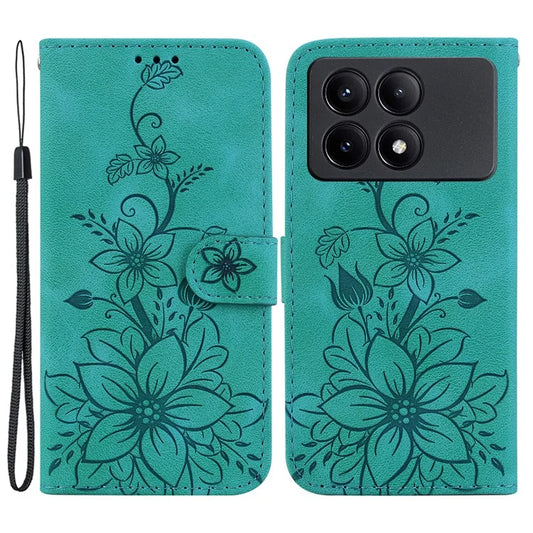 For Xiaomi Redmi K70E 5G / Poco X6 Pro 5G Cover Leather Wallet Case Lily Flower Imprint Phone Shell