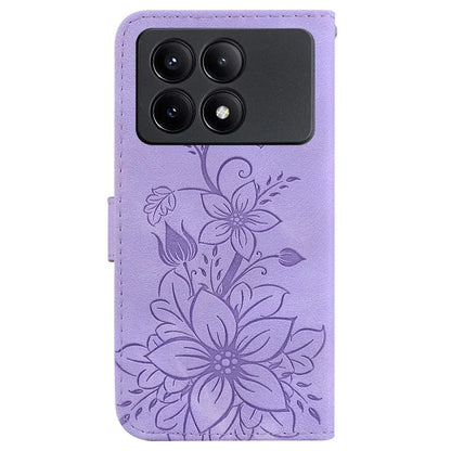 For Xiaomi Redmi K70E 5G / Poco X6 Pro 5G Cover Leather Wallet Case Lily Flower Imprint Phone Shell