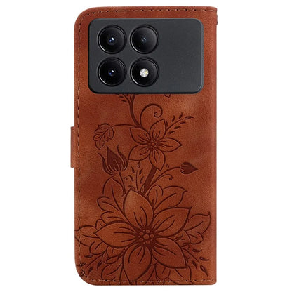For Xiaomi Redmi K70E 5G / Poco X6 Pro 5G Cover Leather Wallet Case Lily Flower Imprint Phone Shell