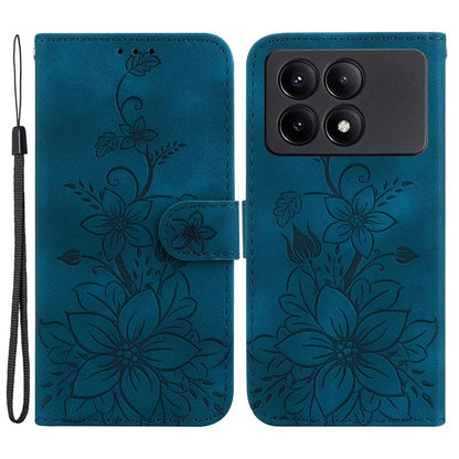 For Xiaomi Redmi K70E 5G / Poco X6 Pro 5G Cover Leather Wallet Case Lily Flower Imprint Phone Shell