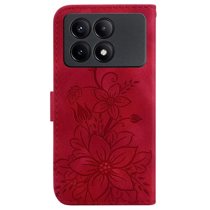 For Xiaomi Redmi K70E 5G / Poco X6 Pro 5G Cover Leather Wallet Case Lily Flower Imprint Phone Shell