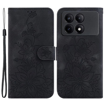 For Xiaomi Redmi K70E 5G / Poco X6 Pro 5G Cover Leather Wallet Case Lily Flower Imprint Phone Shell