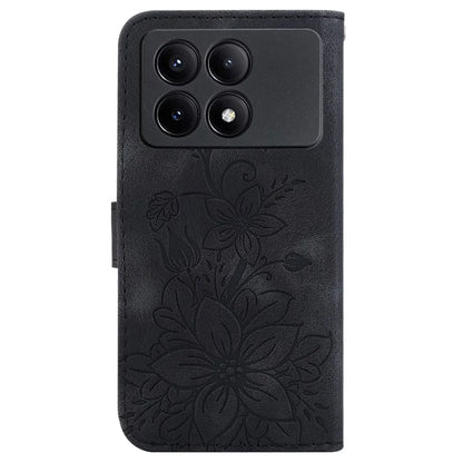 For Xiaomi Redmi K70E 5G / Poco X6 Pro 5G Cover Leather Wallet Case Lily Flower Imprint Phone Shell