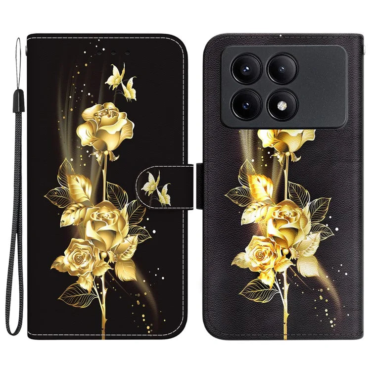 For Xiaomi Redmi K70E 5G / Poco X6 Pro 5G Case Anti-fall Leather Pattern Printing Phone Cover