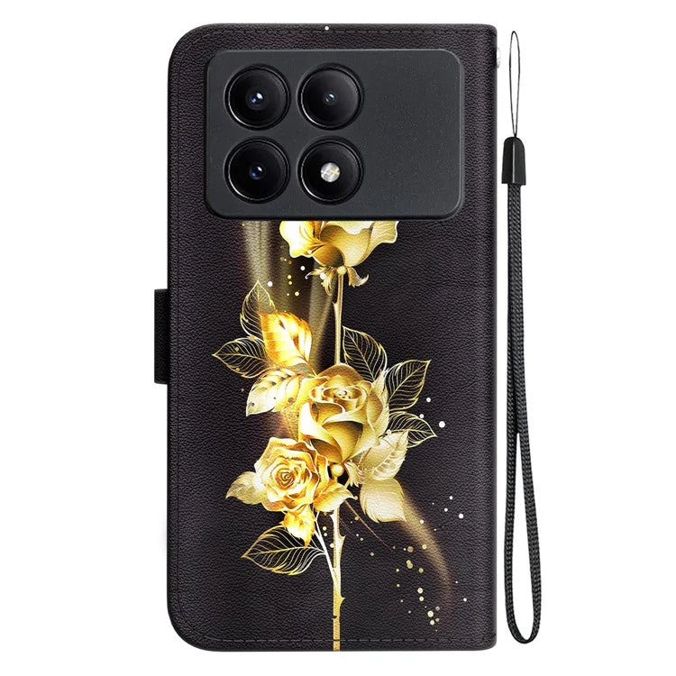For Xiaomi Redmi K70E 5G / Poco X6 Pro 5G Case Anti-fall Leather Pattern Printing Phone Cover