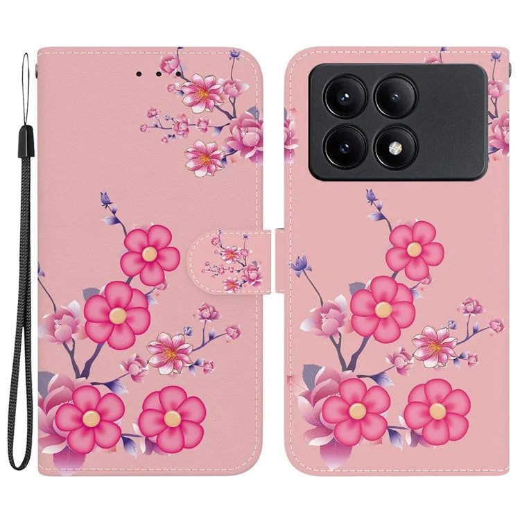 For Xiaomi Redmi K70E 5G / Poco X6 Pro 5G Case Anti-fall Leather Pattern Printing Phone Cover