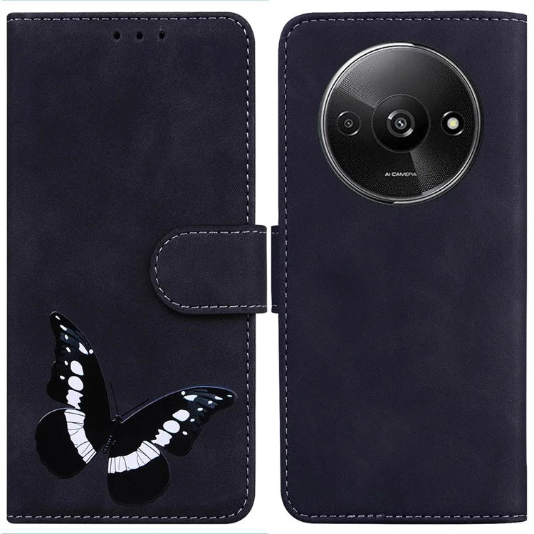 For Xiaomi Redmi A3 Phone Case Anti-drop Leather Flip Cover Butterfly Design
