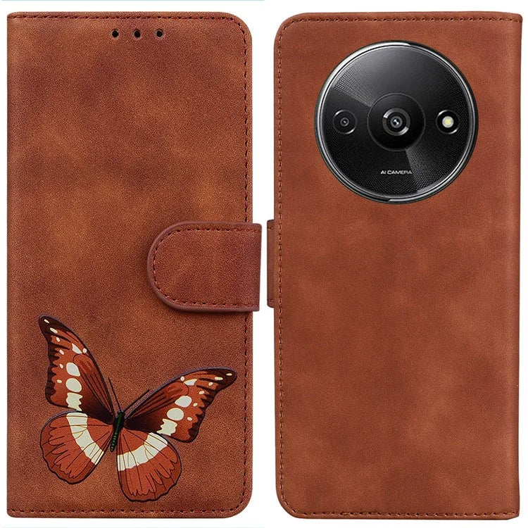For Xiaomi Redmi A3 Phone Case Anti-drop Leather Flip Cover Butterfly Design