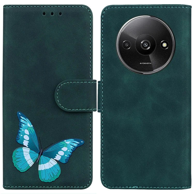 For Xiaomi Redmi A3 Phone Case Anti-drop Leather Flip Cover Butterfly Design