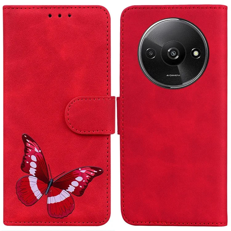 For Xiaomi Redmi A3 Phone Case Anti-drop Leather Flip Cover Butterfly Design