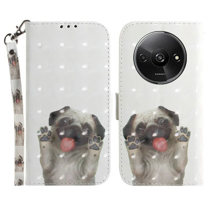 For Xiaomi Redmi A3 Case Pattern Printed Leather Phone Cover with Strap