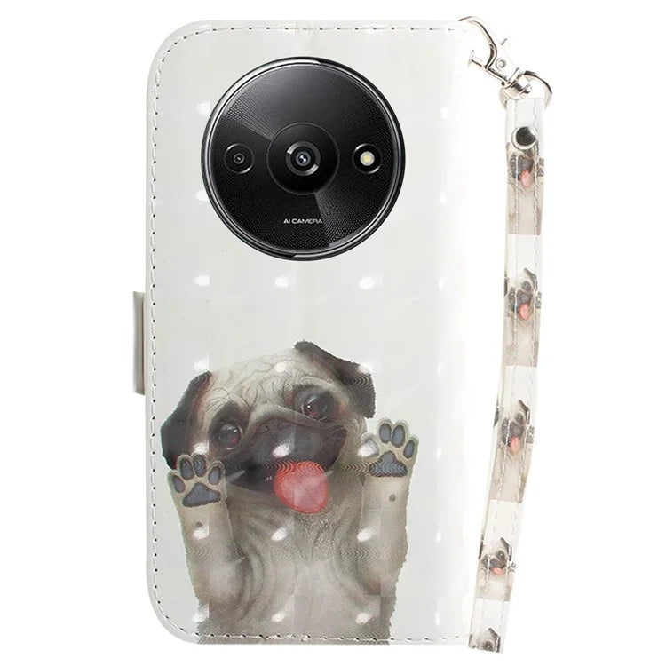 For Xiaomi Redmi A3 Case Pattern Printed Leather Phone Cover with Strap