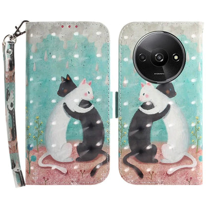 For Xiaomi Redmi A3 Case Pattern Printed Leather Phone Cover with Strap