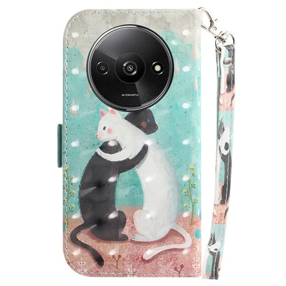 For Xiaomi Redmi A3 Case Pattern Printed Leather Phone Cover with Strap