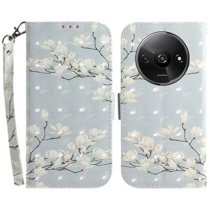 For Xiaomi Redmi A3 Case Pattern Printed Leather Phone Cover with Strap