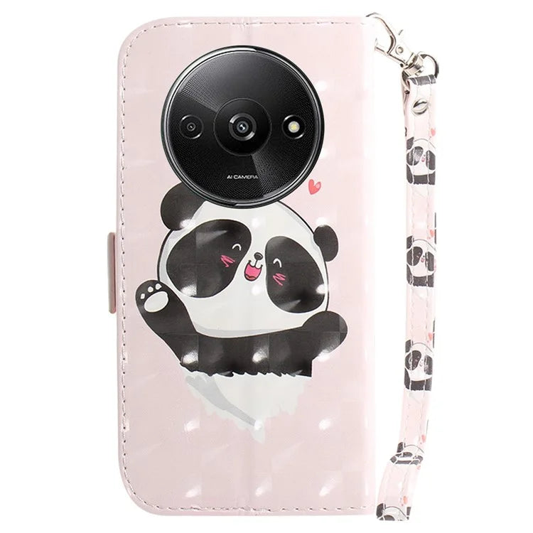 For Xiaomi Redmi A3 Case Pattern Printed Leather Phone Cover with Strap