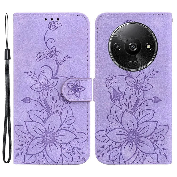 For Xiaomi Redmi A3 Cell Phone Case Flower Imprint Leather Phone Shell