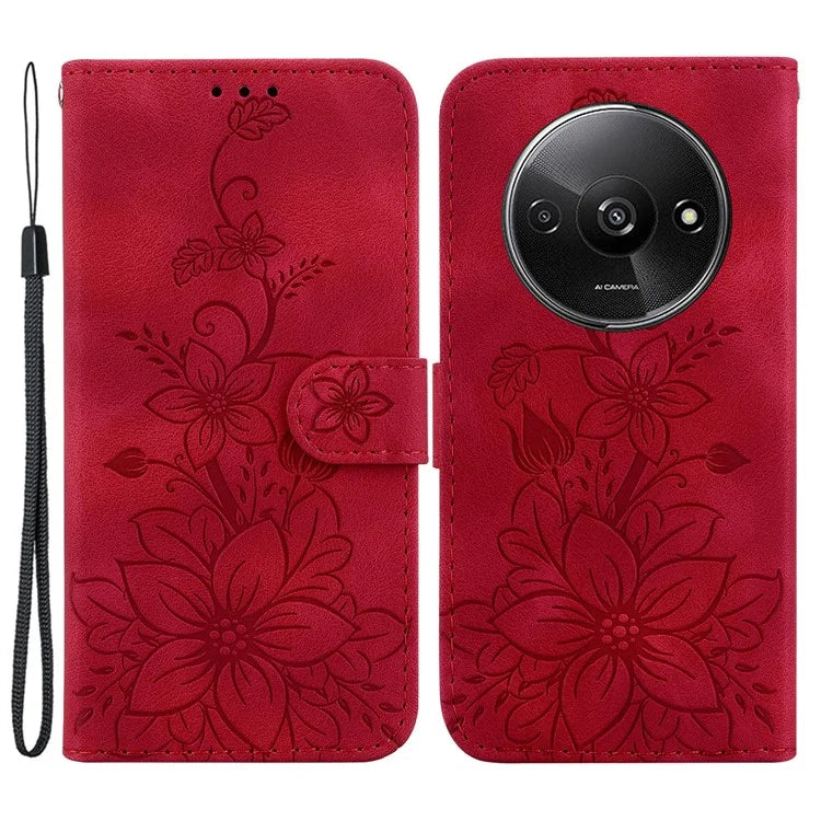 For Xiaomi Redmi A3 Cell Phone Case Flower Imprint Leather Phone Shell