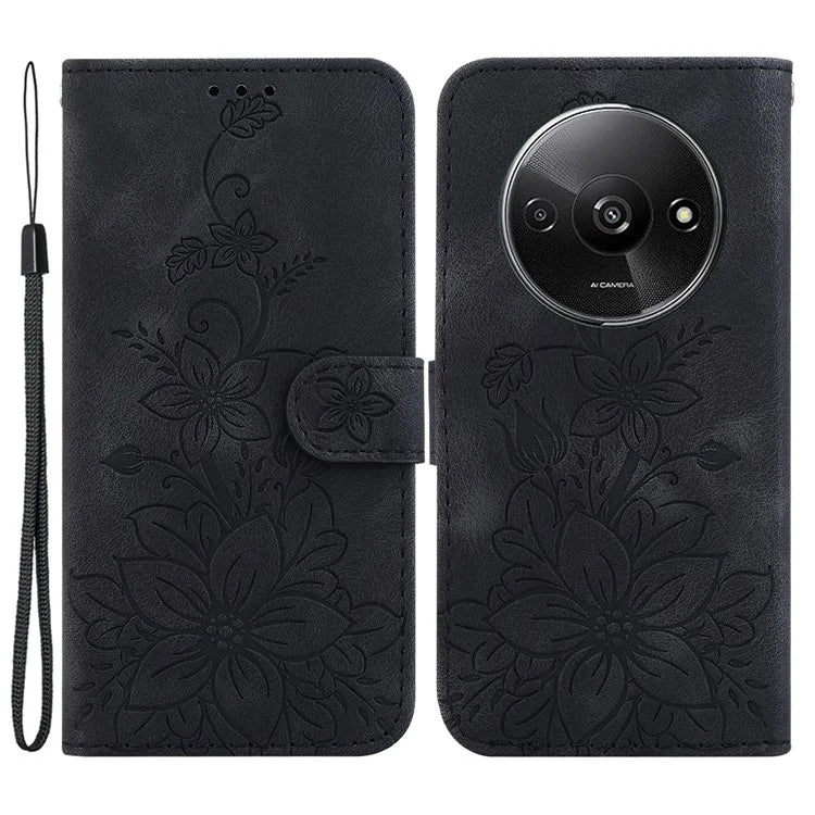 For Xiaomi Redmi A3 Cell Phone Case Flower Imprint Leather Phone Shell