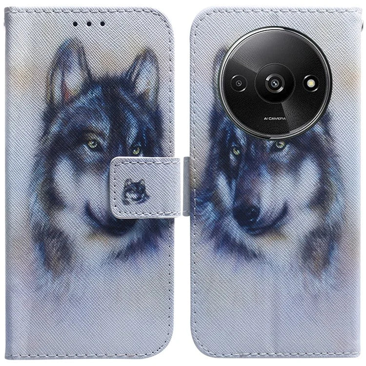 For Xiaomi Redmi A3 Magnetic Case Shock-Absorbent Pattern Printing Phone Stand Cover