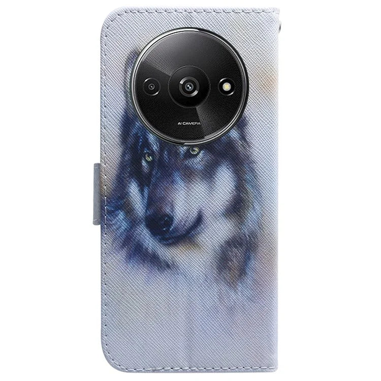 For Xiaomi Redmi A3 Magnetic Case Shock-Absorbent Pattern Printing Phone Stand Cover