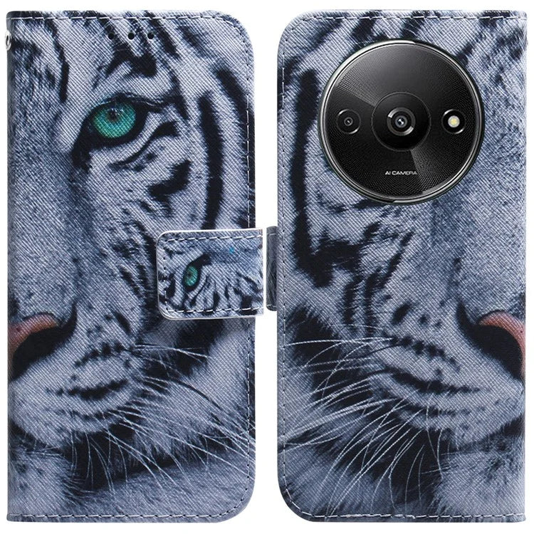 For Xiaomi Redmi A3 Magnetic Case Shock-Absorbent Pattern Printing Phone Stand Cover