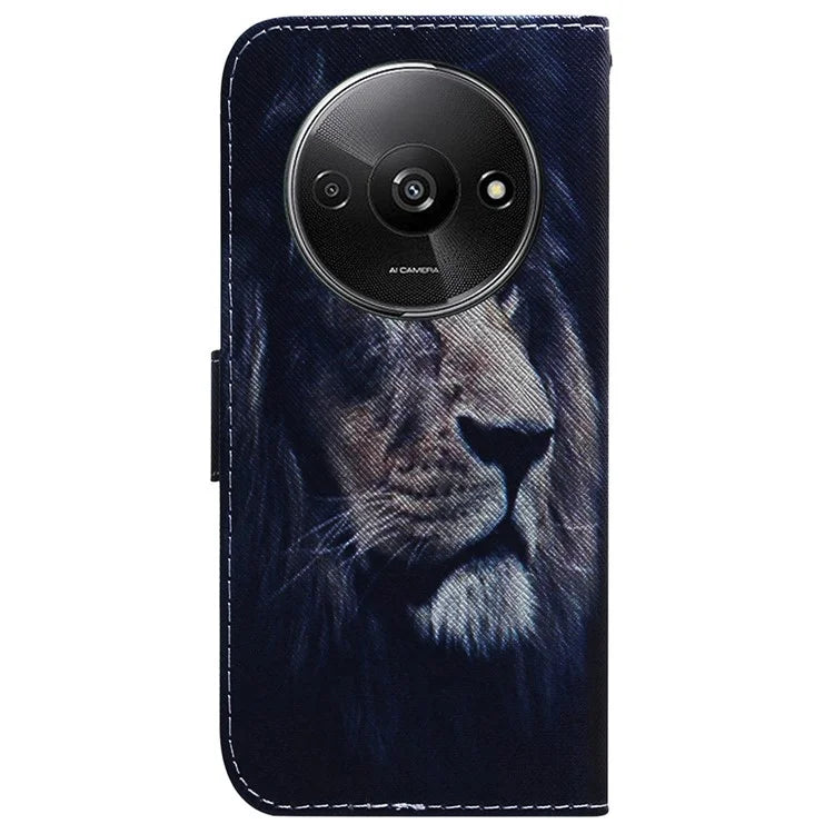 For Xiaomi Redmi A3 Magnetic Case Shock-Absorbent Pattern Printing Phone Stand Cover